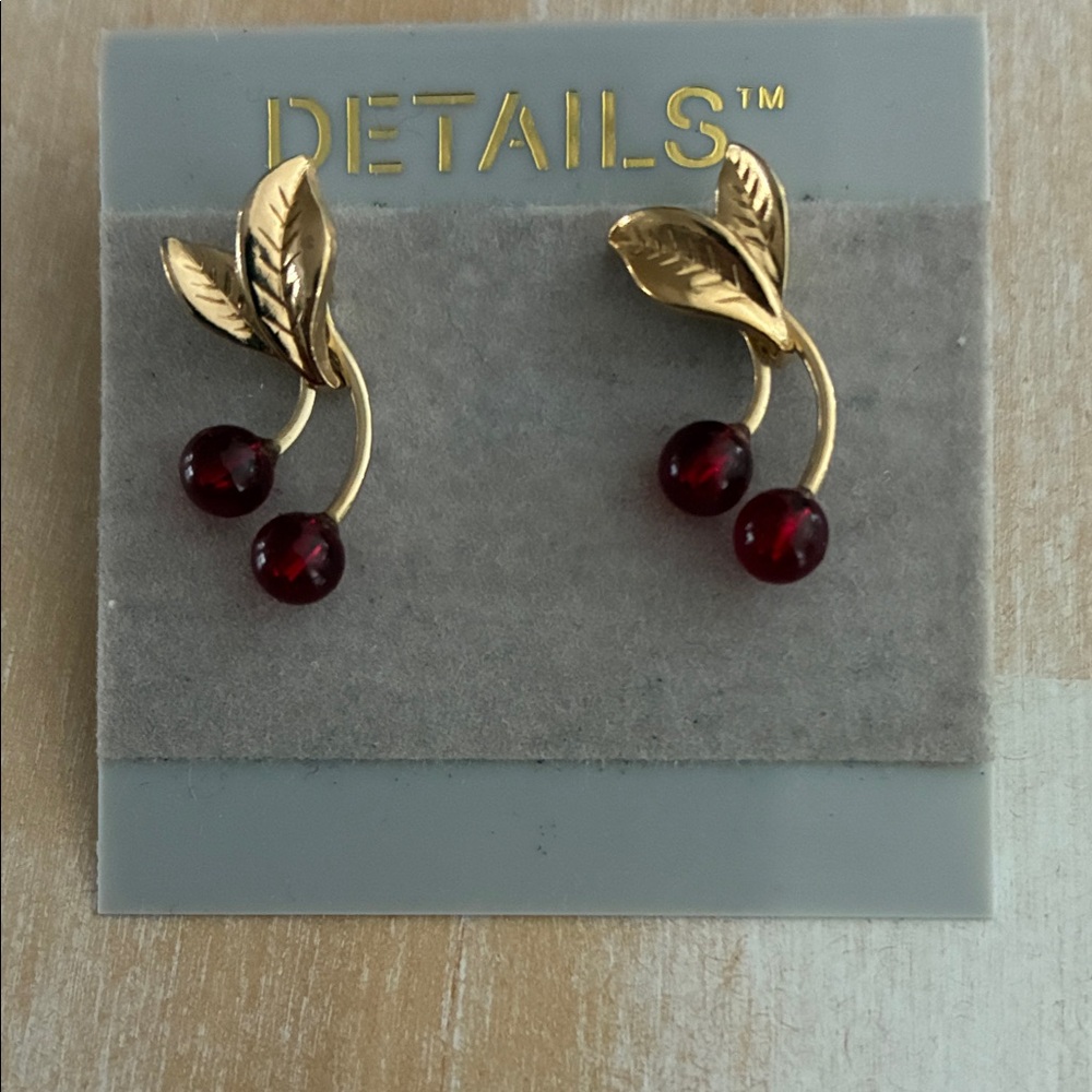 NWOT Gold Earrings with Red Accents